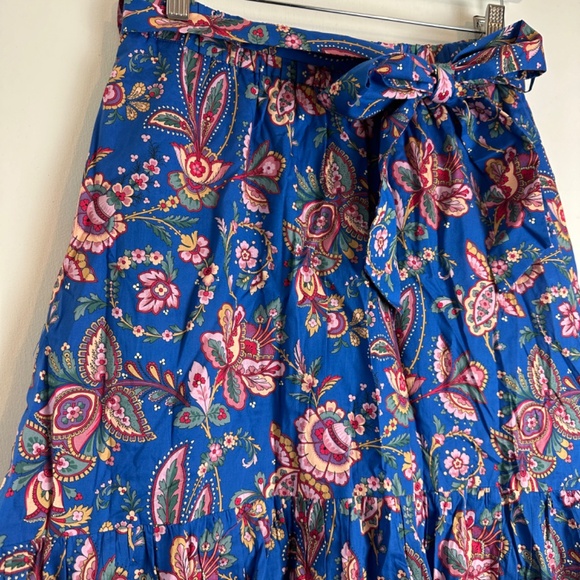 NEW J.Crew Women's Belted Pull-On Midi Skirt in Liberty Flora Belle Blue Size 2 - Picture 2 of 7